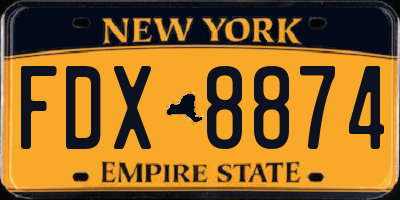 NY license plate FDX8874