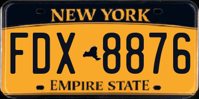 NY license plate FDX8876