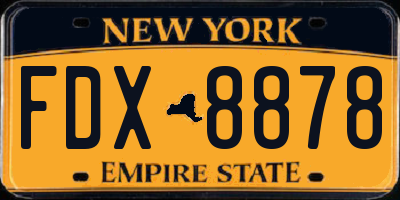 NY license plate FDX8878