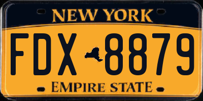 NY license plate FDX8879