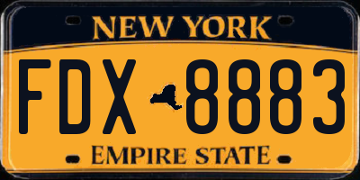 NY license plate FDX8883