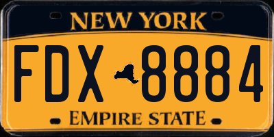 NY license plate FDX8884