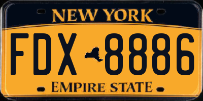 NY license plate FDX8886