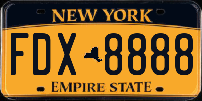 NY license plate FDX8888