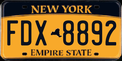NY license plate FDX8892