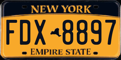 NY license plate FDX8897