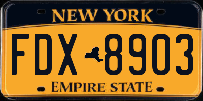 NY license plate FDX8903