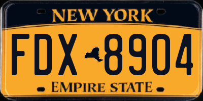 NY license plate FDX8904