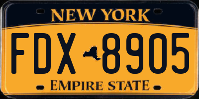 NY license plate FDX8905