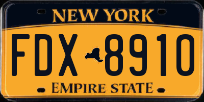 NY license plate FDX8910