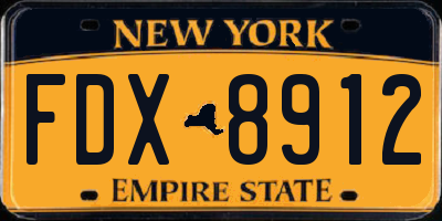 NY license plate FDX8912