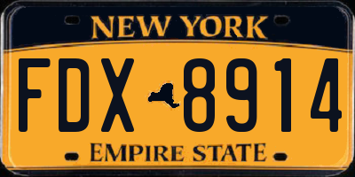 NY license plate FDX8914