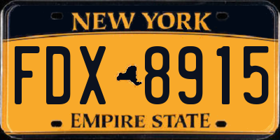 NY license plate FDX8915