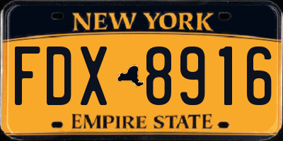 NY license plate FDX8916