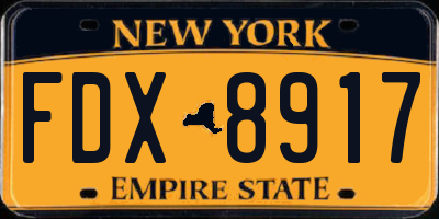 NY license plate FDX8917