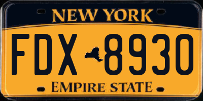 NY license plate FDX8930