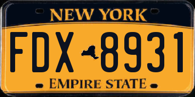 NY license plate FDX8931
