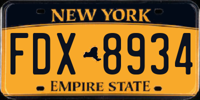 NY license plate FDX8934