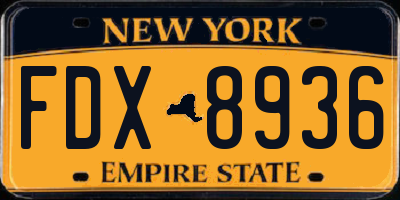NY license plate FDX8936