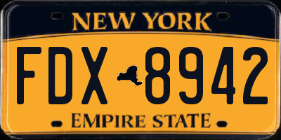 NY license plate FDX8942