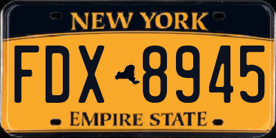 NY license plate FDX8945