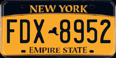NY license plate FDX8952