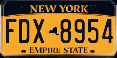 NY license plate FDX8954