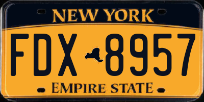 NY license plate FDX8957