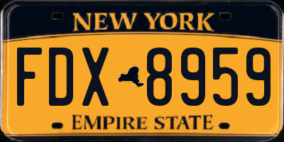 NY license plate FDX8959