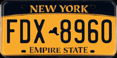 NY license plate FDX8960