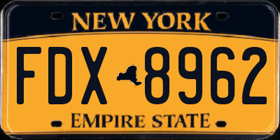 NY license plate FDX8962