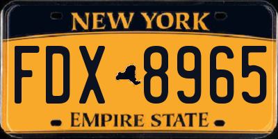 NY license plate FDX8965