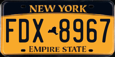 NY license plate FDX8967
