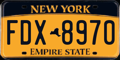 NY license plate FDX8970