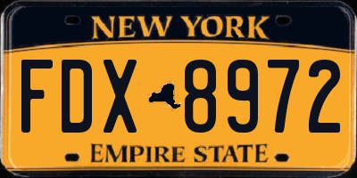 NY license plate FDX8972