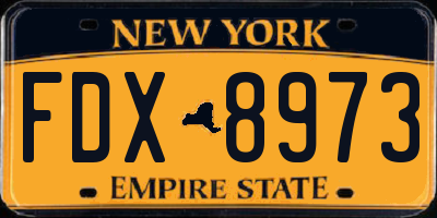 NY license plate FDX8973
