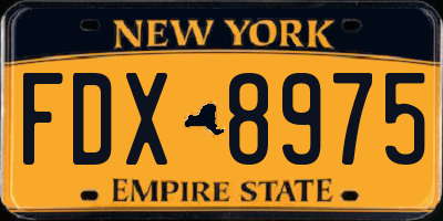 NY license plate FDX8975