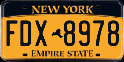 NY license plate FDX8978