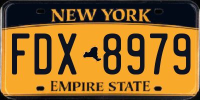 NY license plate FDX8979