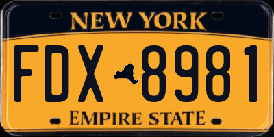 NY license plate FDX8981
