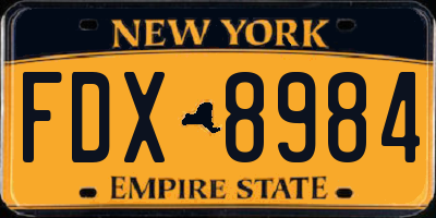 NY license plate FDX8984