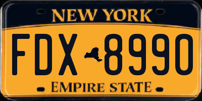 NY license plate FDX8990