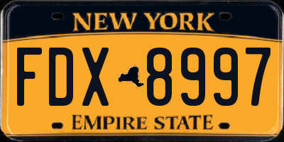 NY license plate FDX8997