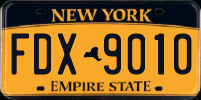 NY license plate FDX9010
