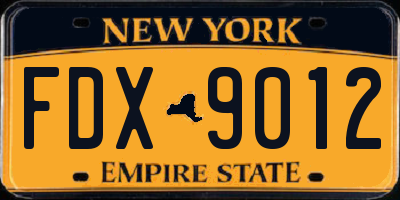 NY license plate FDX9012