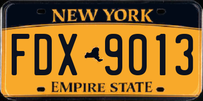 NY license plate FDX9013