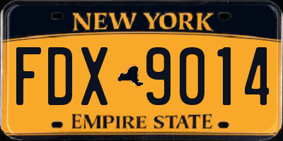 NY license plate FDX9014