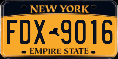 NY license plate FDX9016