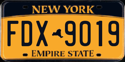 NY license plate FDX9019
