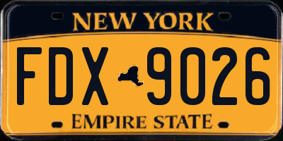 NY license plate FDX9026